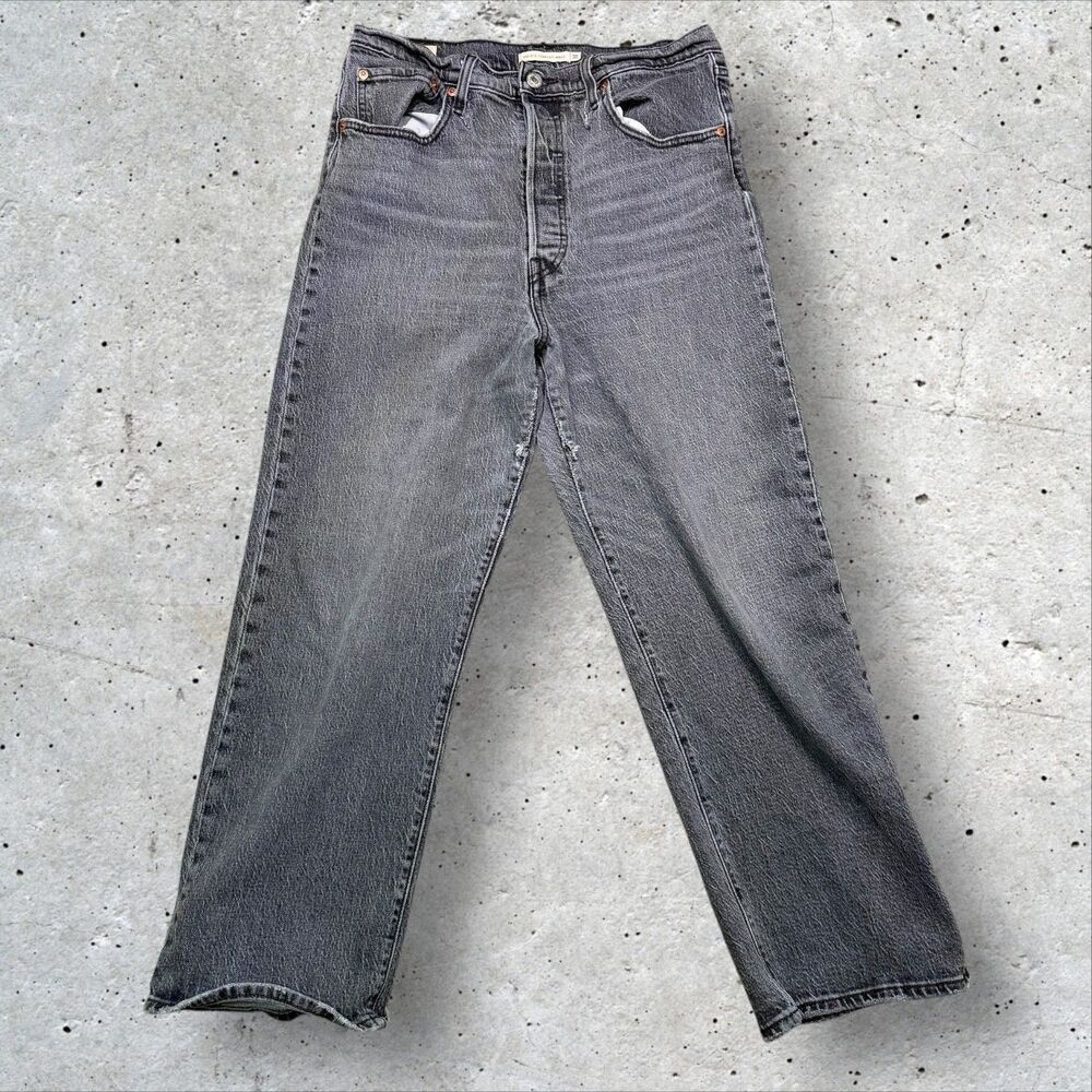 Levi’s 501 Original Fit Women's Jeans Gray Ribcage Straight Button Fly Size 30 - Picture 2 of 13